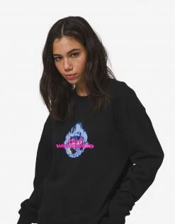 HUF Women's Global Warning Crewneck Sweatshirt - Black