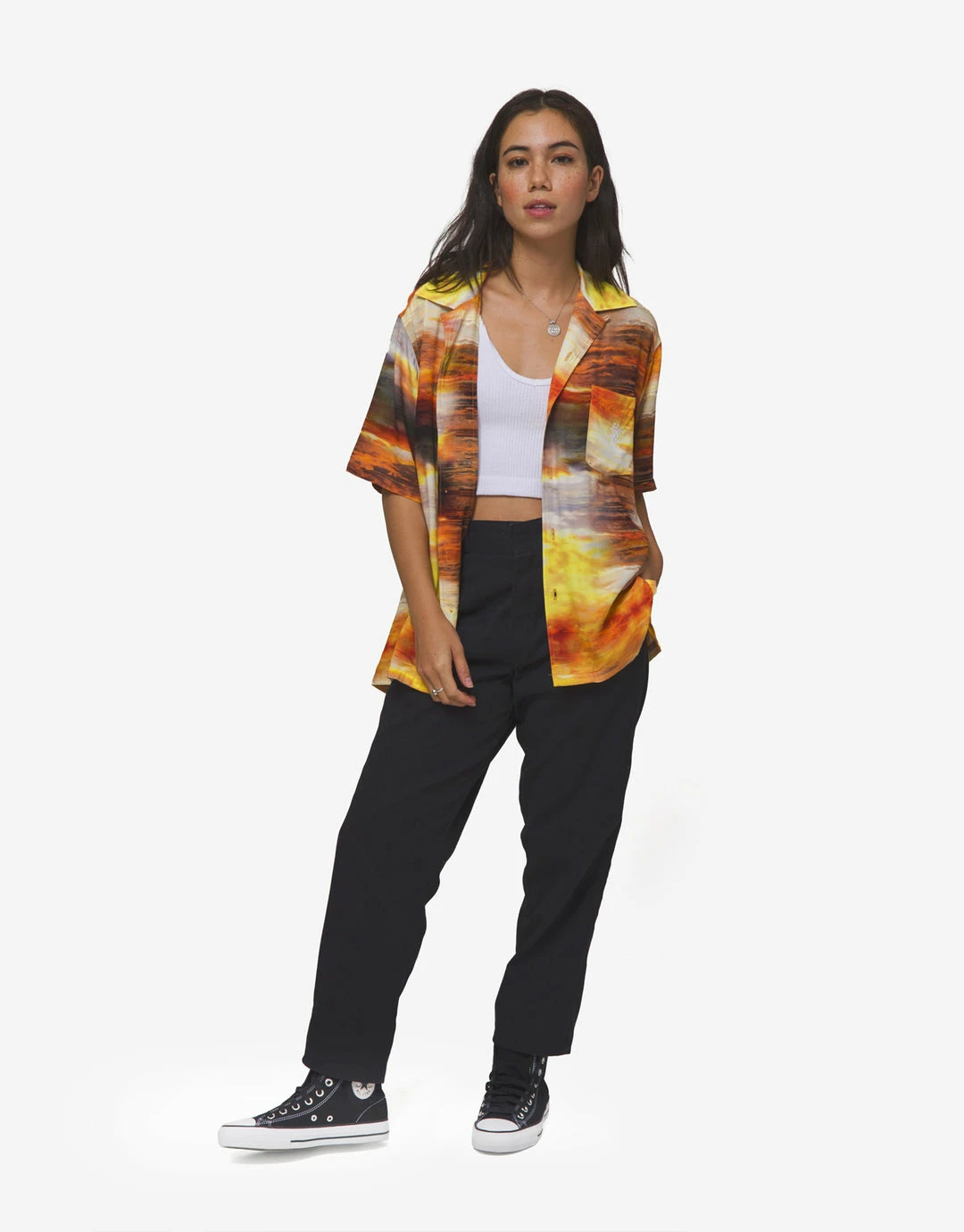 HUF Women's Golden Hour Resort Top - Gold 2 HUF Women's Golden Hour Resort Top - Gold