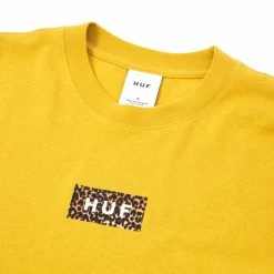 Clothing HUF Women's Leopard Bar Logo Crop T Shirt - Gold
