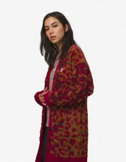 HUF Women's Leopard Knit Duster - Bloodstone
