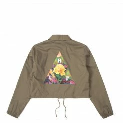 Clothing HUF Women's New Dawn Triple Triangle Crop Coaches Jacket - Khaki