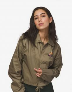 Clothing HUF Women's New Dawn Triple Triangle Crop Coaches Jacket - Khaki