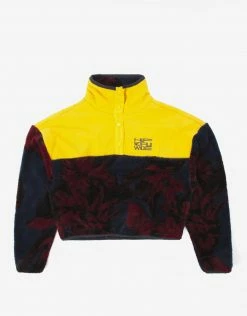 HUF Women's Sativa Sherpa Pullover Fleece - Navy Blazer Clothing