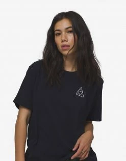 HUF Women's Triple Triangle Relax T Shirt - Black Clothing