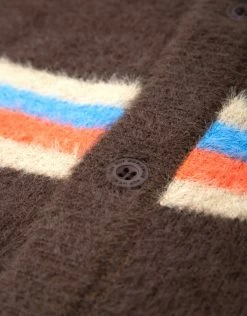 HUF Women's 1984 Mohair Stripe Cardigan - Chocolate Brown Clothing