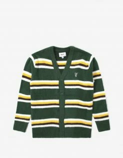 HUF Women's 1984 Mohair Stripe Cardigan - Dark Green