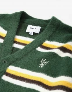 HUF Women's 1984 Mohair Stripe Cardigan - Dark Green