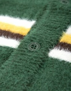 HUF Women's 1984 Mohair Stripe Cardigan - Dark Green