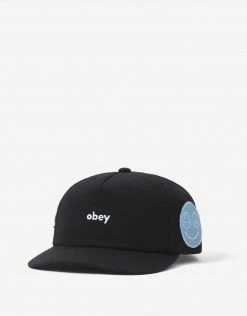 Obey Frank 5 Panel Snapback Cap - Black