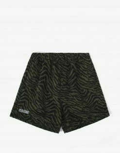 Pleasures Breaker Fuzzy Stripe Shorts - Green New Arrivals