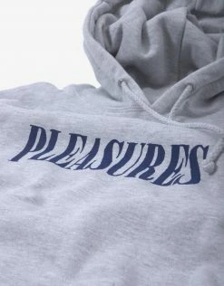 New Arrivals Pleasures Tickle Logo Hoody - Heather Grey