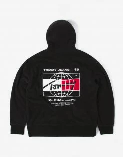Tommy Jeans Globe Polar Fleece Hoody - Black