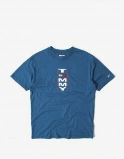 Tommy Jeans TJM Vertical Back Logo T Shirt - Audacious Blue Clothing