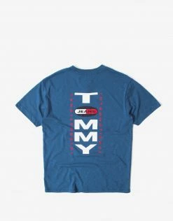 Tommy Jeans TJM Vertical Back Logo T Shirt - Audacious Blue Clothing