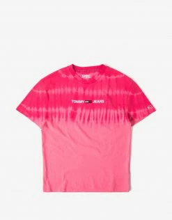 Tommy Jeans TJM Tie Dye T Shirt - Rosey Pink/Tie Dye Clothing