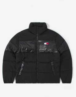 Tommy Jeans Tonal Colourblock Puffer Jacket - Black Clothing