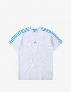 New Arrivals Adidas Originals Blocked 3 Stripes T Shirt - Sky Rush/White